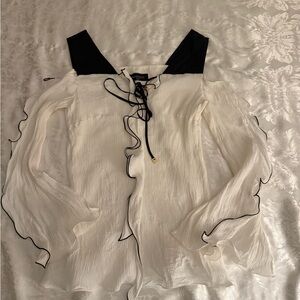 Maria Grazia Severi White Blouse with Black Tie